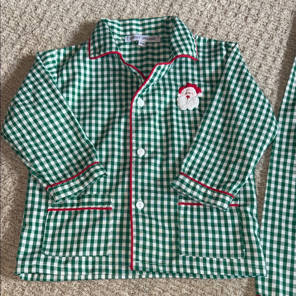 Sweet Dreams Green Checkered Christmas Pajamas